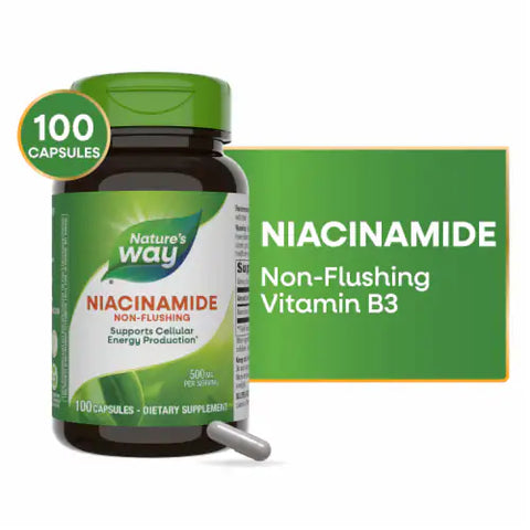 Nature's Way Niacinamide(NİACİN) B3 Non-Rhine (NON-FLUSH) 500 mg 100 Capsules