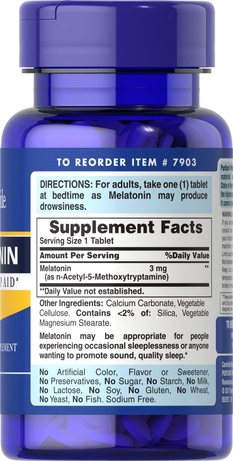 Puritan's Pride Night Sleep Melatonin 3 mg 120 Capsules