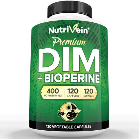 Nutrivein DIM Supplement 400mg Diindolylmethane Plus Bioperine - 120 Caps