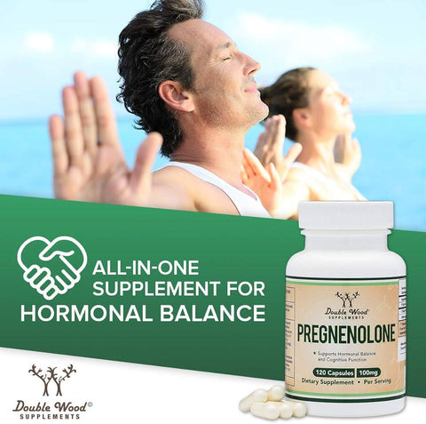 DOUBLE WOOD Pregnenolone Progesterone to Boost Progesterone Levels 120 Caps