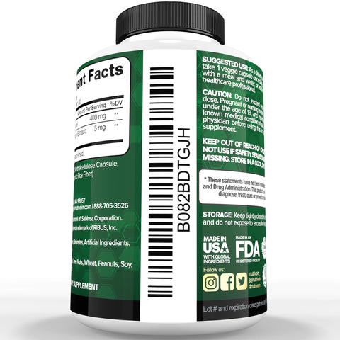Nutrivein DIM Supplement 400mg Diindolylmethane Plus Bioperine - 120 Caps