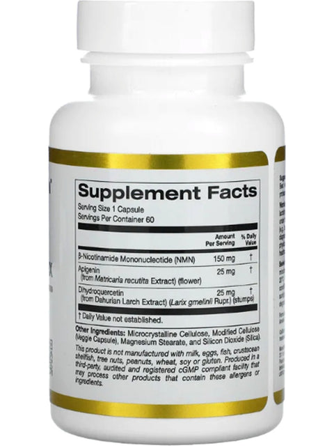 California Gold Nmn Nad Öncüsü Nicotinamide Mononucleotide+Apigenin Flavonoid 175 Mg 60 Veggie Caps