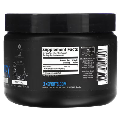 EFX Sports Kre-Alkalyn Creatine Powder 100 Grams