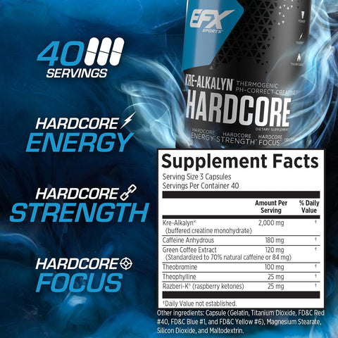 EFX Sports Kre-Alkalyn Creatine Hardcore 120 Capsules