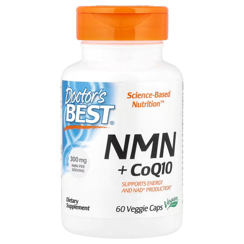 Doctor's Best, NMN Nicotinamate 150 mg + CoQ10 Coenzyme 50 mg, 60 Bitkisel Kapsül