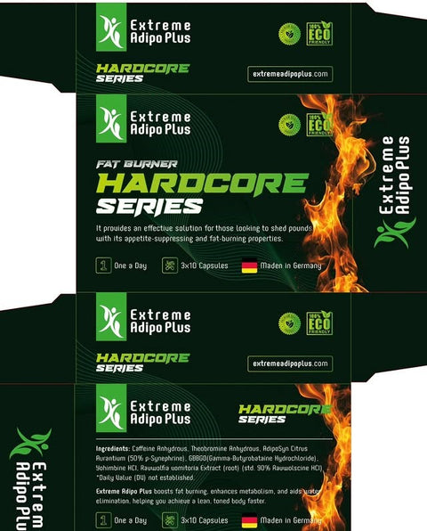 Adipo Extreme Plus Hardcore Series Fat Burner Appetite Control 30 Caps
