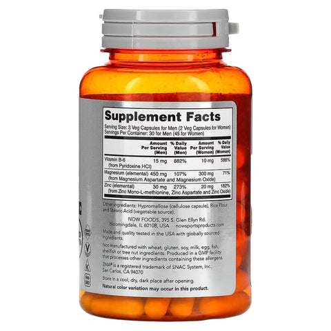 NOW Foods Sports ZMA Sports Recovery 90 Vegetarian Capsules