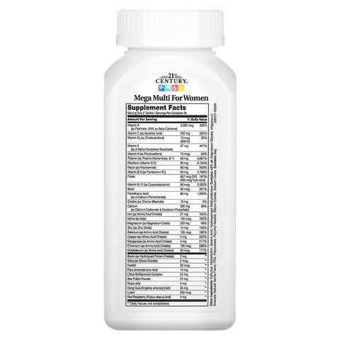 21st Century, Mega Multi Vitamin for Women, (B1+molybdenum+Boron+İnositol)90 Tablet (Bayanlara özel)