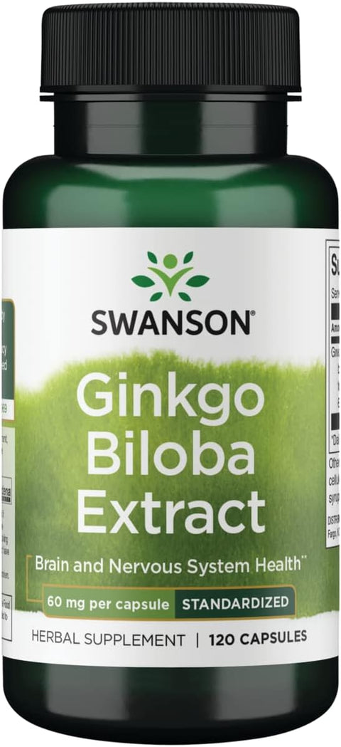 Swanson Ginkgo Biloba Brain and Nervous System Health 60MG 120 Caps