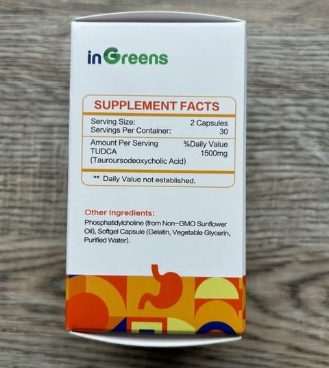inGreens TUDCA High Pure Tauroursodeoxycholic Salts Liver Cleanse Detox and Repair 1500 mg 60 Caps