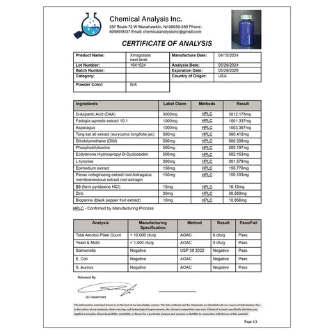 XMagiclabs NEXT LEVEL Testo Booster Daa Fadogia agrestis Tongkat Ali 240 Kapsül