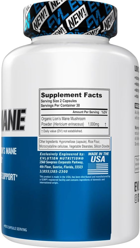Evlution Organic Lion’s Mane Mushroom Nootropics Brain Support