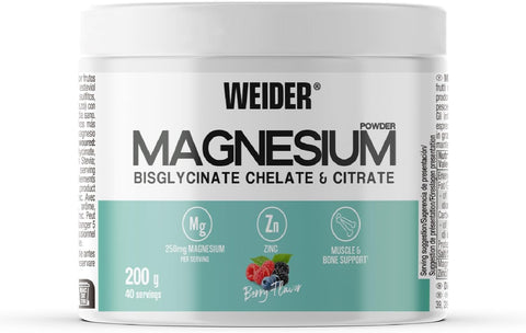 Weider Magnesium Powder 200g Magnesium Bisglycinate and Citrate in Powder with Zinc
