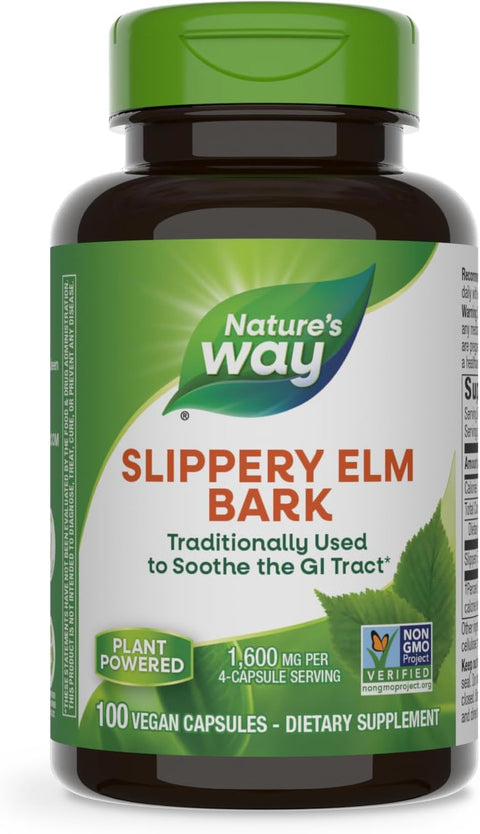 Nature's Way Slippery Elm Bark Traditional Support to Soothe the 100 Caps