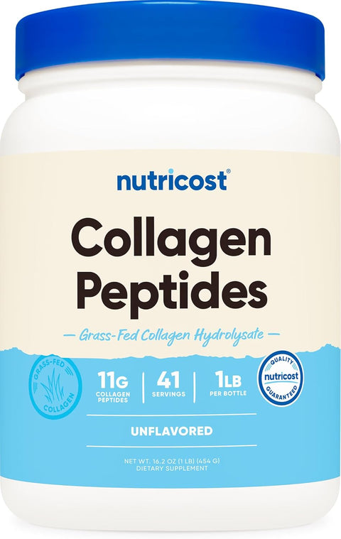 Nutricost Collagen (Kolajen) Peptides Powder 1LB (454 G) - Grass Fed Bovine Collagen Hydrolysate (Unflavored)