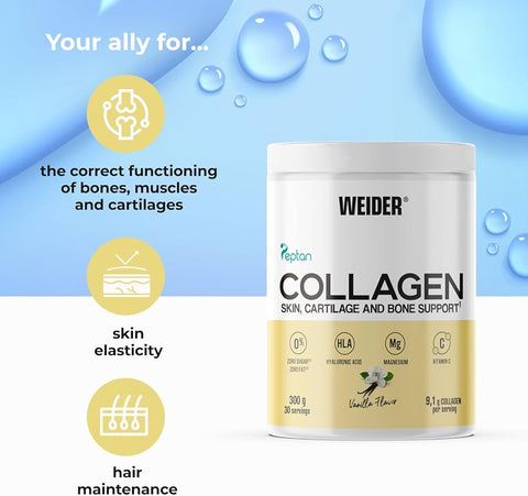 Weider Collagen(Kolajen) Vanilla Hydrolysed Collagen 100% Mag Vitamin C Sugar-Free Skin Bones Hair