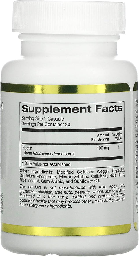 California Gold Nutrition Fisetin with Novusetin Brain Cognitive 100 mg 30 Veggie Caps
