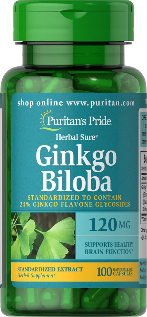 Puritan's Pride Ginkgo Biloba Extract 120 mg - 100 Caps