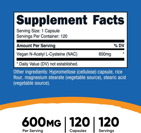 Nutricost N-Acetyl Cysteine NAC 600 MG 120 Capsul
