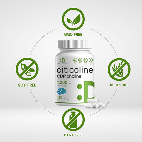 Deal Supplement Cognizin Citicoline (Sitikolin) CDP Choline 1000mg 120 Caps