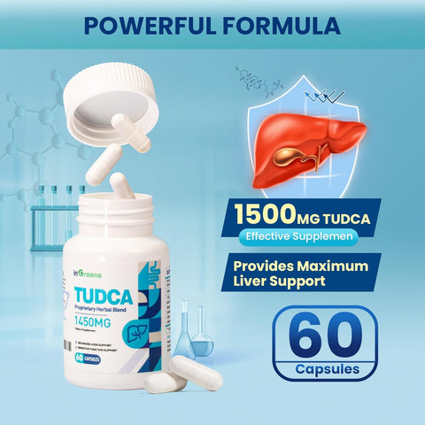 inGreens TUDCA+Milk Thistle 1450MG Health for Liver Kidney Cleanse Detox and Repair 60 Caps