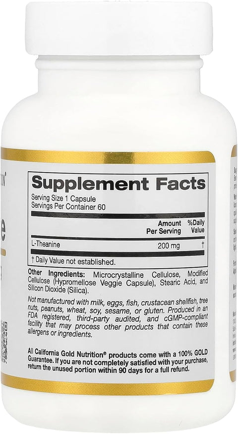 California Gold Nutrition L-Theanine Featuring AlphaWave, 200 mg, 60 Veggie Caps