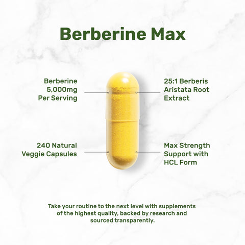 Deal Supplement Berberine Max Supplement with Turmeric, 5,000mg Per Serving, 240 Veggie Capsules