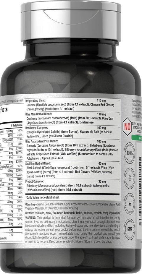 Horbaach Mens Multivitamin 50 Plus 60 Caplet Calcium Magnesium Molybdenum Vitamin A, B, C, D & E 50+