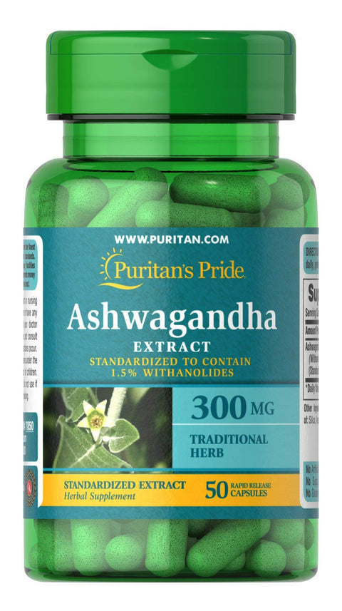 Puritan's Pride Ashwagandha Standardized Extract 300 mg 50 Caps