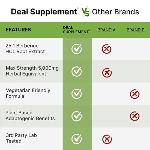 Deal Supplement Berberine Max Supplement with Turmeric, 5,000mg Per Serving, 240 Veggie Capsules