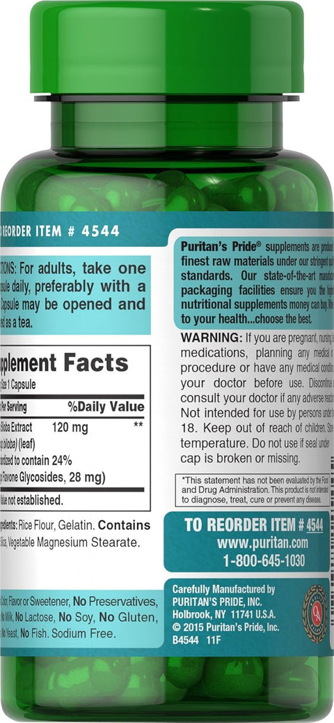 Puritan's Pride Ginkgo Biloba Extract 120 mg - 100 Caps