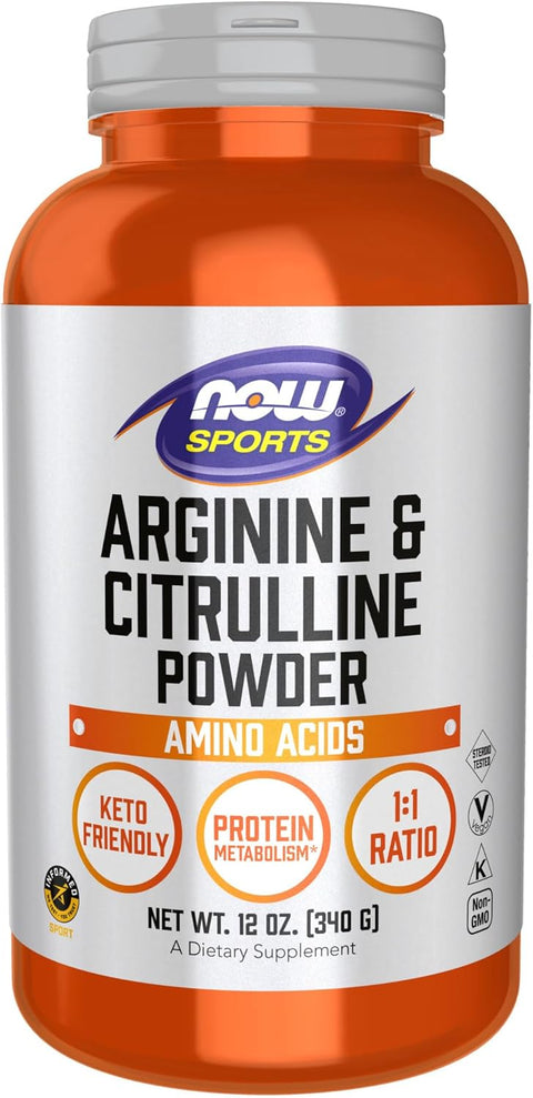 NOW Foods Sports Arginine(Arjinin)&Citrulline Amino Acids Powder 340 g