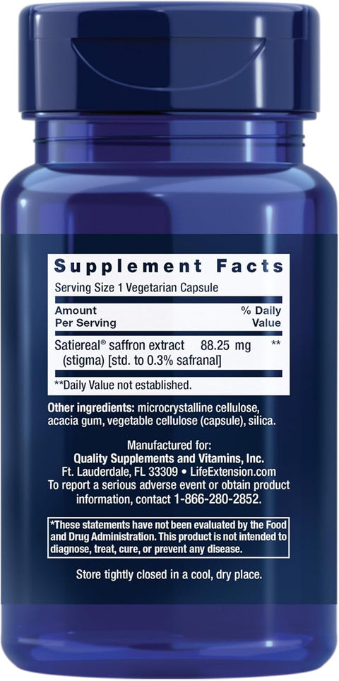 Life Extension Optimized Saffron Health Eating 60 vegetarian caps