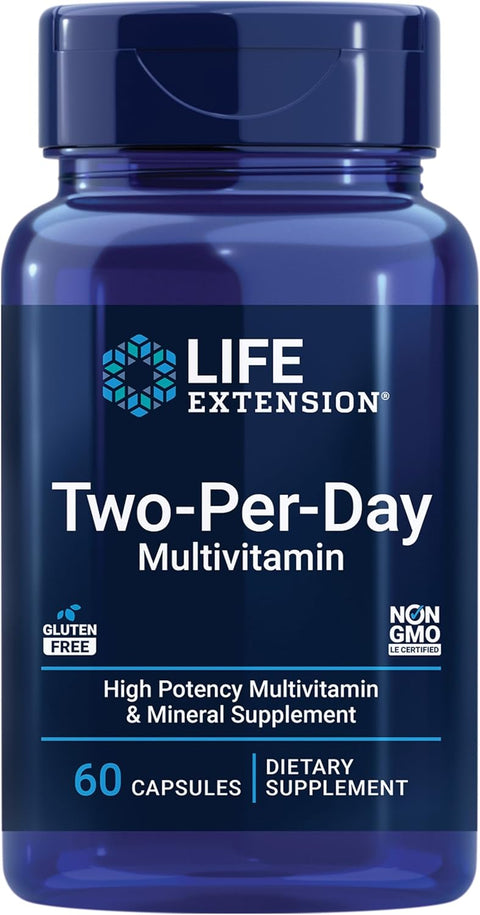Life Extension Two-Per-Day Multivitamin+Mineral Heart, Brain, Blood Vessel & Cellular Health 60 Caps