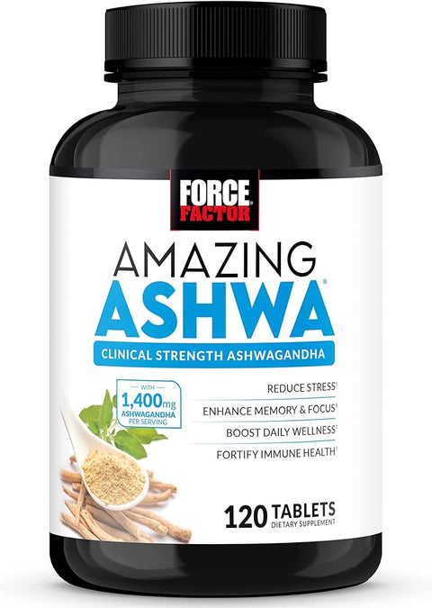 Force Factor Amazing KSM66 Ashwagandha Panax Ginseng + Black Maca + Rhodiola rosea + Theanine 120 tablets