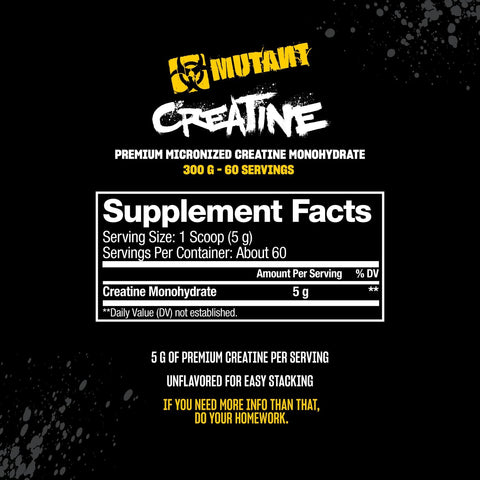 Mutant Micronize Creatine Monohydrate 300g - 60 SERVİS