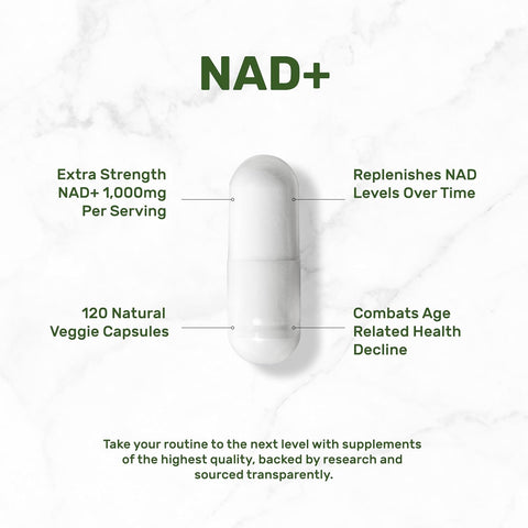 Deal Supplement NAD+ Women & Men Promote Energy, Anti-Aging Cell Regeneration 1000mg 120 Veggie Caps