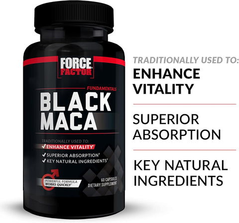 Force Factor Black Maca Root Vitality for Men 1000mg, 60 Capsules