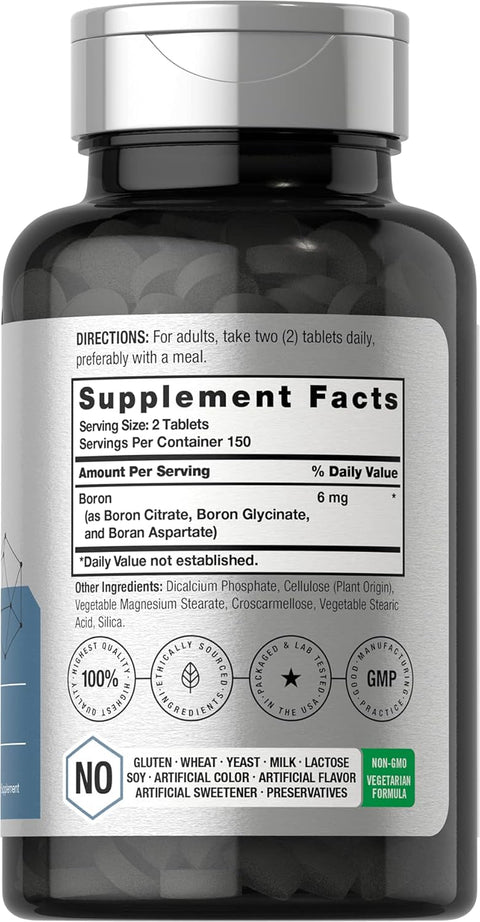 Horbaach Triple Boron Complex 6 mg 300 Tablet (Boron Citrate, Boron Glycinate, Boron Asparate)