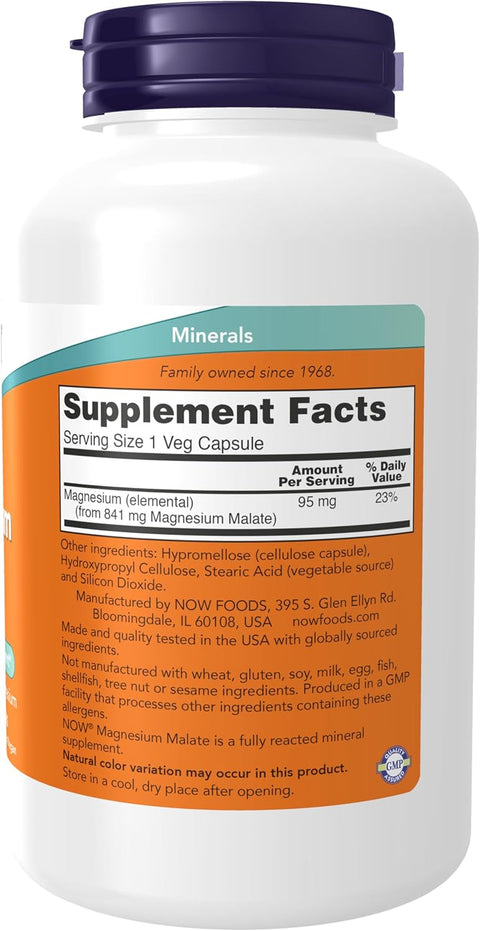Now Magnesium(Magnezyum) Malate, 1000 mg 180 Tablet