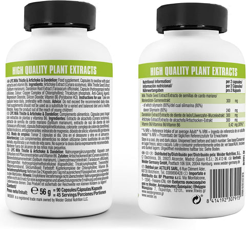 Weider LPC Liver Milk thistle(Deve dikeni)+Artichoke(Enginar) Dandelion Protector Cleanse - 90 caps