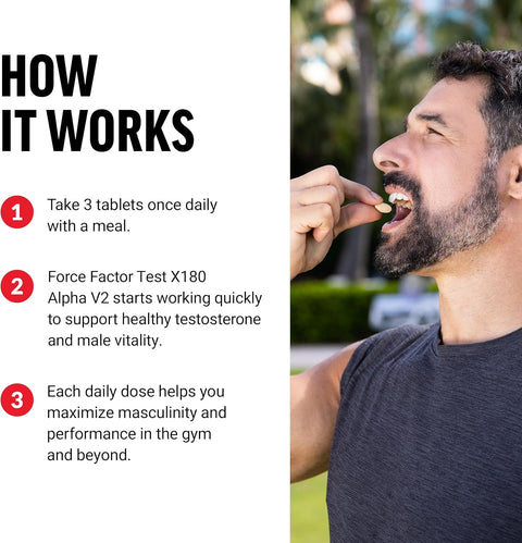 Force Factor Test X180 Alpha v2 T-Support for Men - 120 Tablet