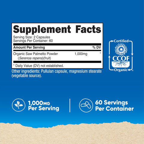 Nutricost Made With Organic Saw Palmetto 1000 Mg 120 Caps (CİLT + SAÇ DESTEĞİ)