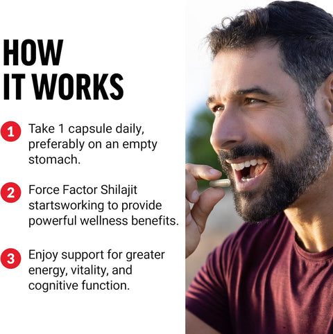 Force Factor Shilajit 250 mg Men and Women to Support Energy and Brain Health 60 Caps