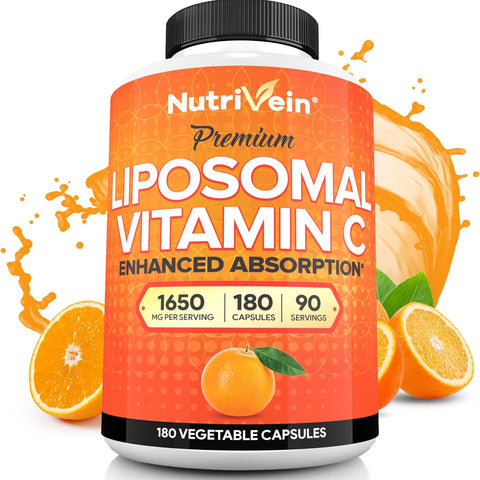 Nutrivein Liposomal Vitamin C 1650mg Defenses & Overall Well-Being- 180 Caps