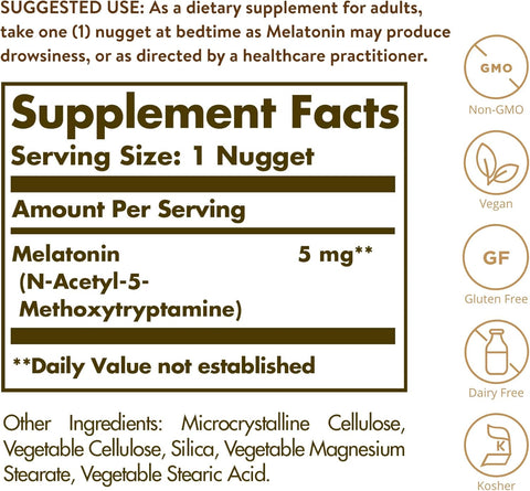 Solgar Melatonin 5 mg 120 Nuggets - 120 Servings