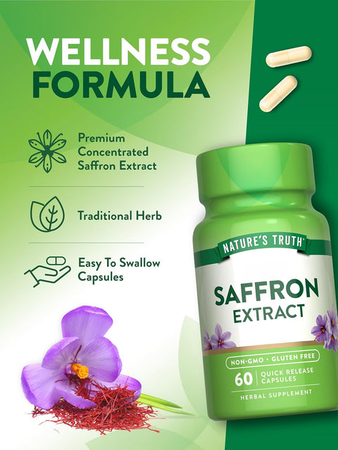 Nature's Truth Saffron(Safran) Extract Capsules | 60 Count | Concentrated Extract | Non-GMO & Gluten Free