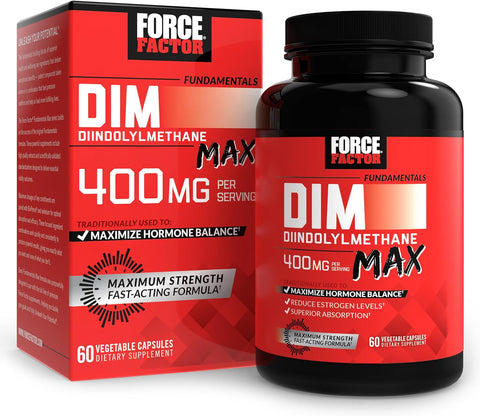 Force Factor Estrogen Balance for for Hormonal Acne, Metabolism, Menopause Dım Max, 400 mg, 60 Caps