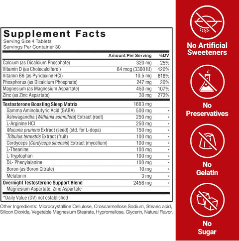 Force Factor Test X180 PM Testo Booster for Men Sleep and Recovery Gaba+Theannie+Boron+Arginine+Melatonin 120