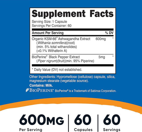 Nutricost KSM66 ASHWAGANDHA 600 MG 60 Capsul